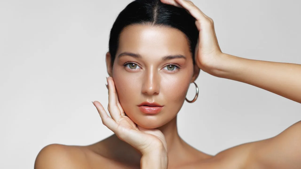 Latina woman with glowing skin